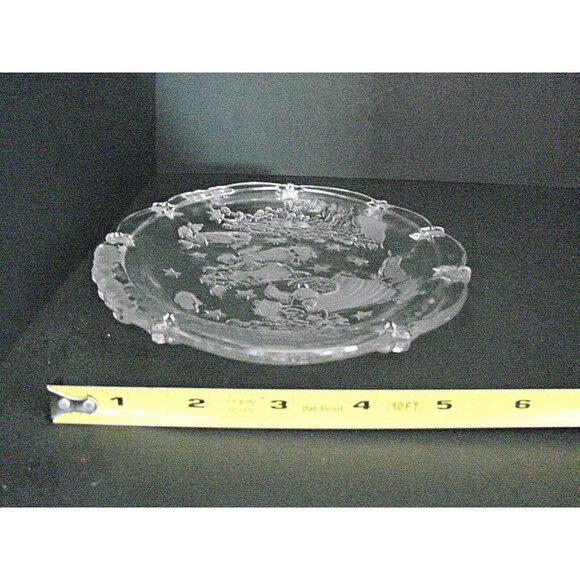 Mikasa Crystal Angel Plate Serving Dish Holidays Stars Trees 8" Retired Pattern - Picture 8 of 11
